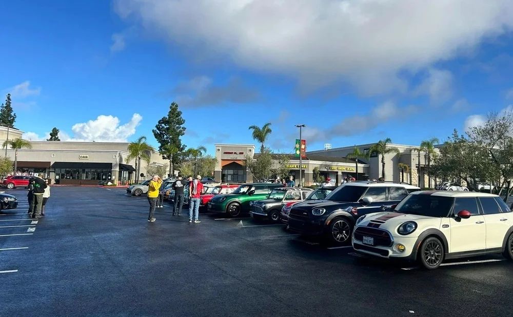 San Diego Minis Car Club meet up in a parking lot